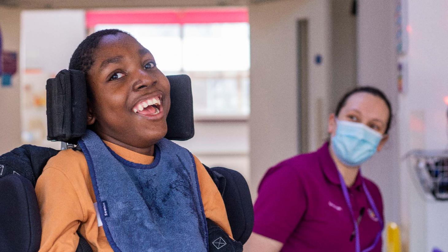 Teenage boy with carer