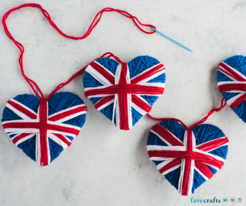 Yarn hearts Union Jack bunting