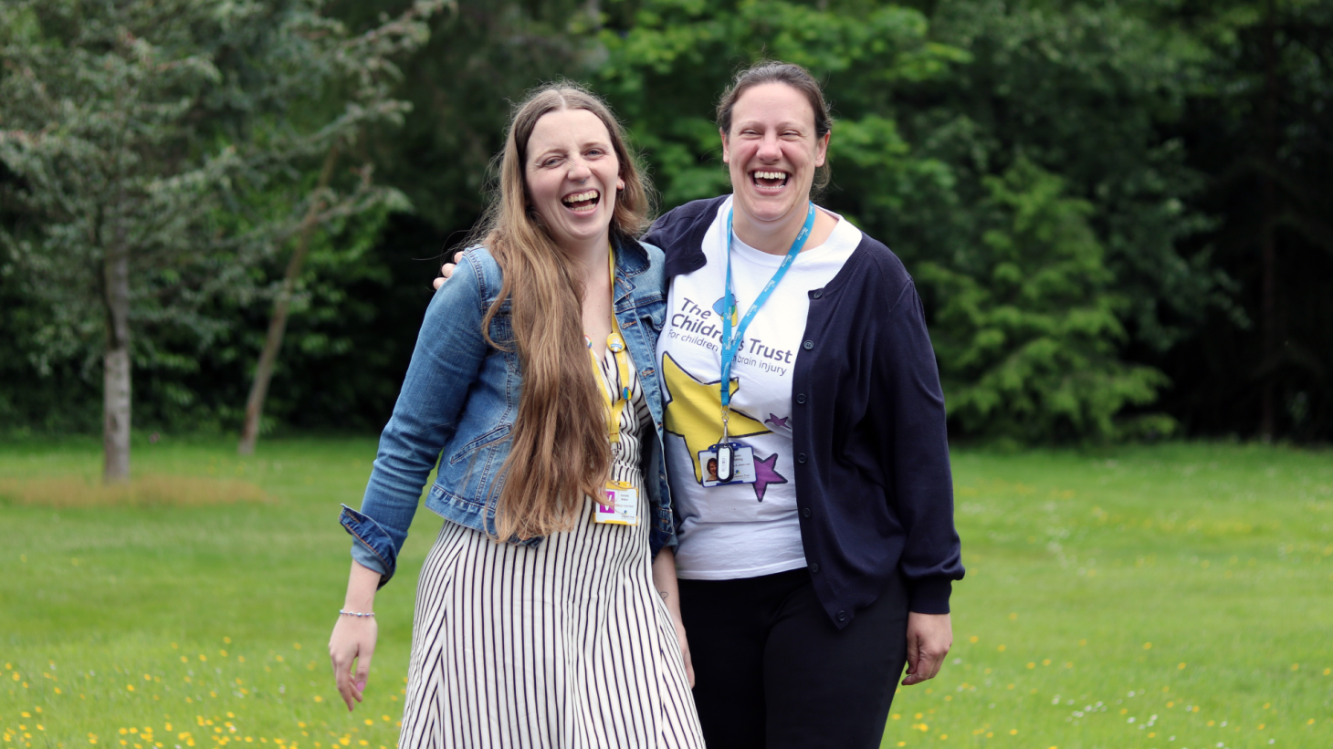 Danielle and Keren on the grounds at The Children's Trust.