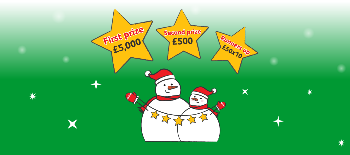 Christmas Raffle 2025. First prize £5,000, second prize £500, runners up £50