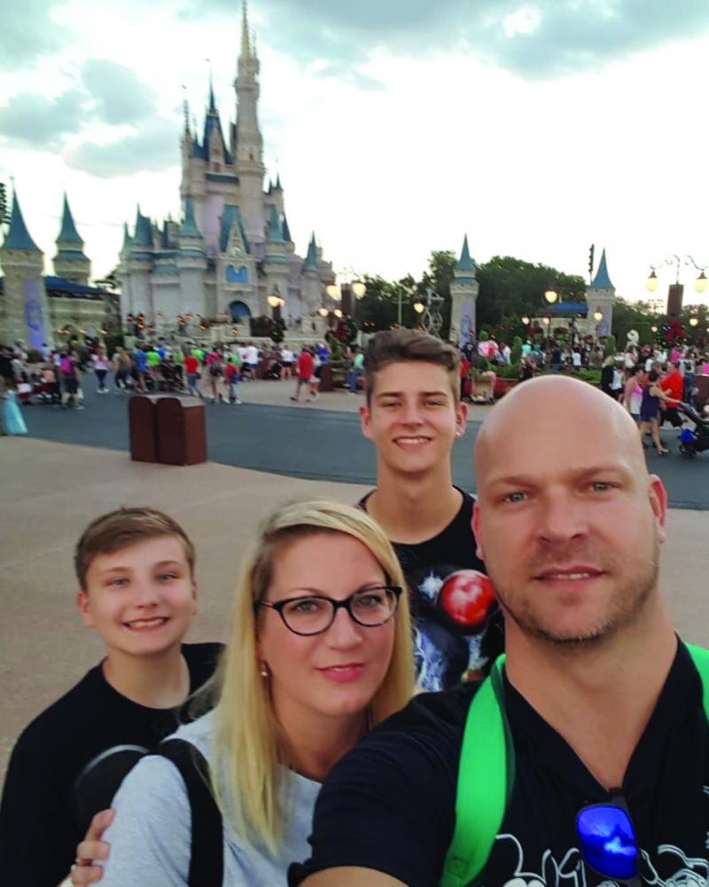 Riley with his family on holiday in Florida