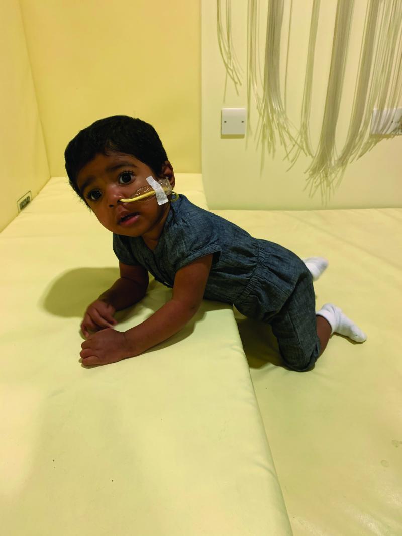 Saffron with her nose tube in